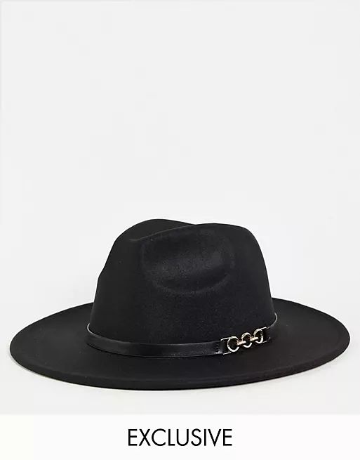 My Accessories London Exclusive adjustable black fedora with chain detail | ASOS (Global)