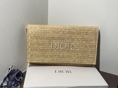 Dior Novelty Clutch Pouch Bag Beige Case Rattan w/Box | eBay US
