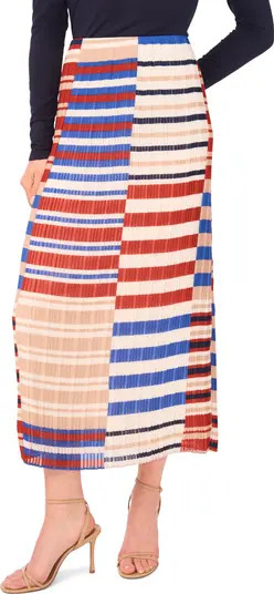 Halogen® Pleated Colorblock Stripe Maxi Skirt | Nordstrom | Nordstrom