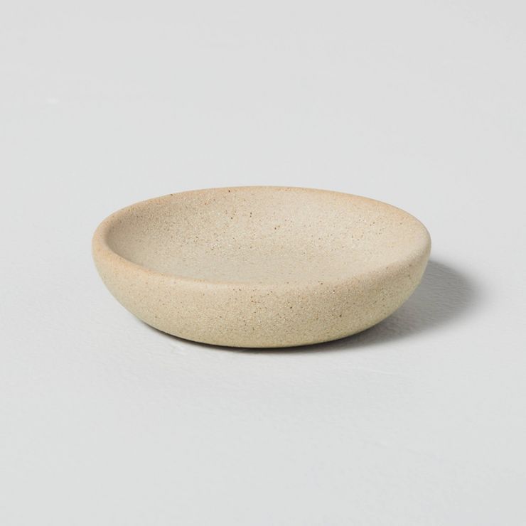 Sandy Textured Ceramic Round Trinket Dish Natural - Hearth &#38; Hand&#8482; with Magnolia | Target