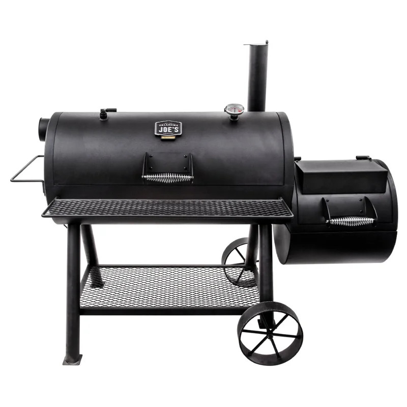 Longhorn Reverse Flow Offset Charcoal Smoker and Grill with 1060 sq. in. Cooking Area in Black | Wayfair North America