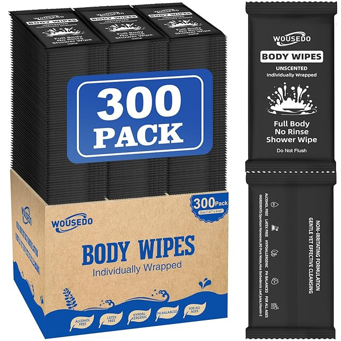 300 Pcs Ultra Thick Soft Large Body Wipes Individually Wrapped(7.87" x 9.45"),Shower Wipes for Ad... | Amazon (US)