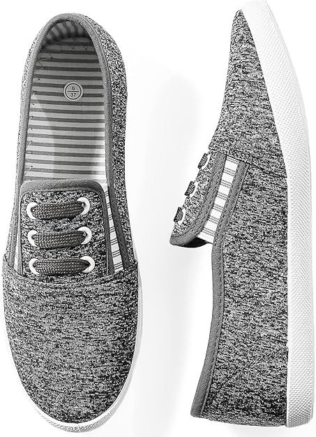 kufeiti Women's Canvas Slip On Shoes Sneakers for Women Fashion Comfortable White Black Elastic S... | Amazon (US)