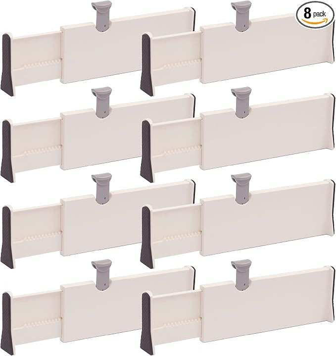 Set of 8 Adjustable Drawer Dividers Organizer Separators Plastic Dresser Organizer for Bedroom, B... | Amazon (US)