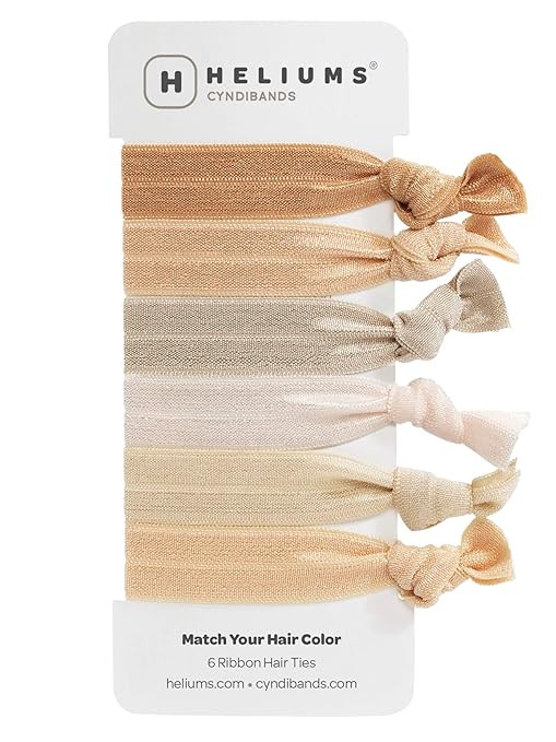 Cyndibands Elastic Hair Ties - Blonde - Gentle Hold Ribbon Ponytail Holders, 6 Count | Amazon (US)