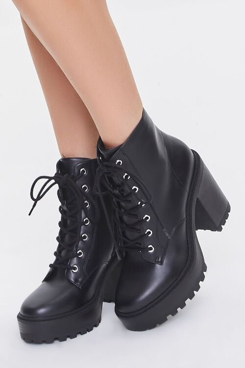 Faux Leather Block Heel Booties | Forever 21 (US)