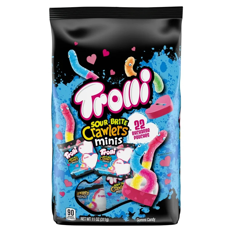 Trolli Valentine's Mini Sour Brite Crawlers, Valentines Day Candy, Classroom Exchange Pouches, 11... | Walmart (US)