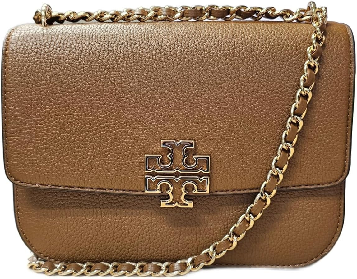 Tory Burch 140987 Britten Moose Brown With Gold Hardware Women's Small Adjustable Shoulder Bag | Amazon (US)