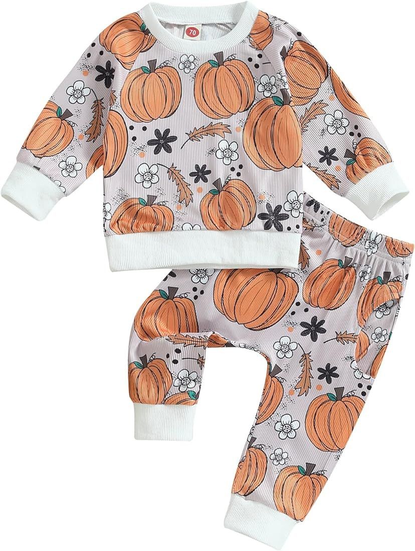 MAYUMMPY Newborn Baby Girl Boy Halloween Clothes Set Little Pumpkin Sweatshirt Top Pant Set Cute ... | Amazon (US)