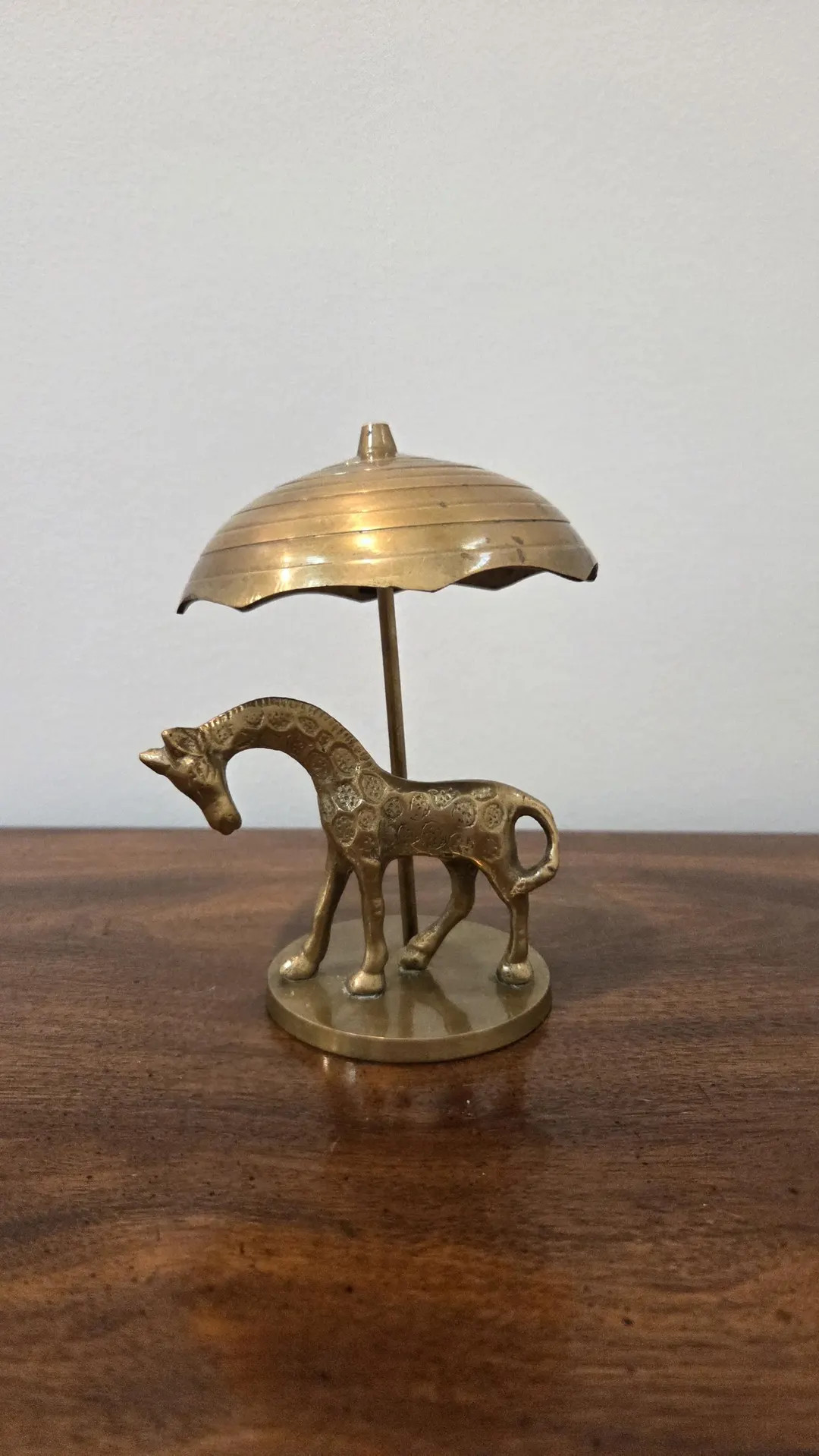 Vintage Brass Giraffe Figurine with Umbrella | Etsy (US)