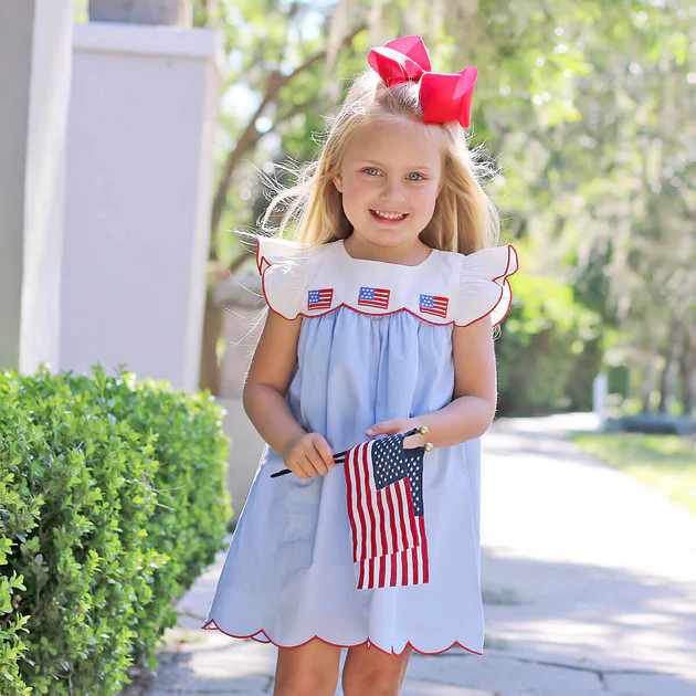 Flag Scalloped Blue Dress | Classic Whimsy