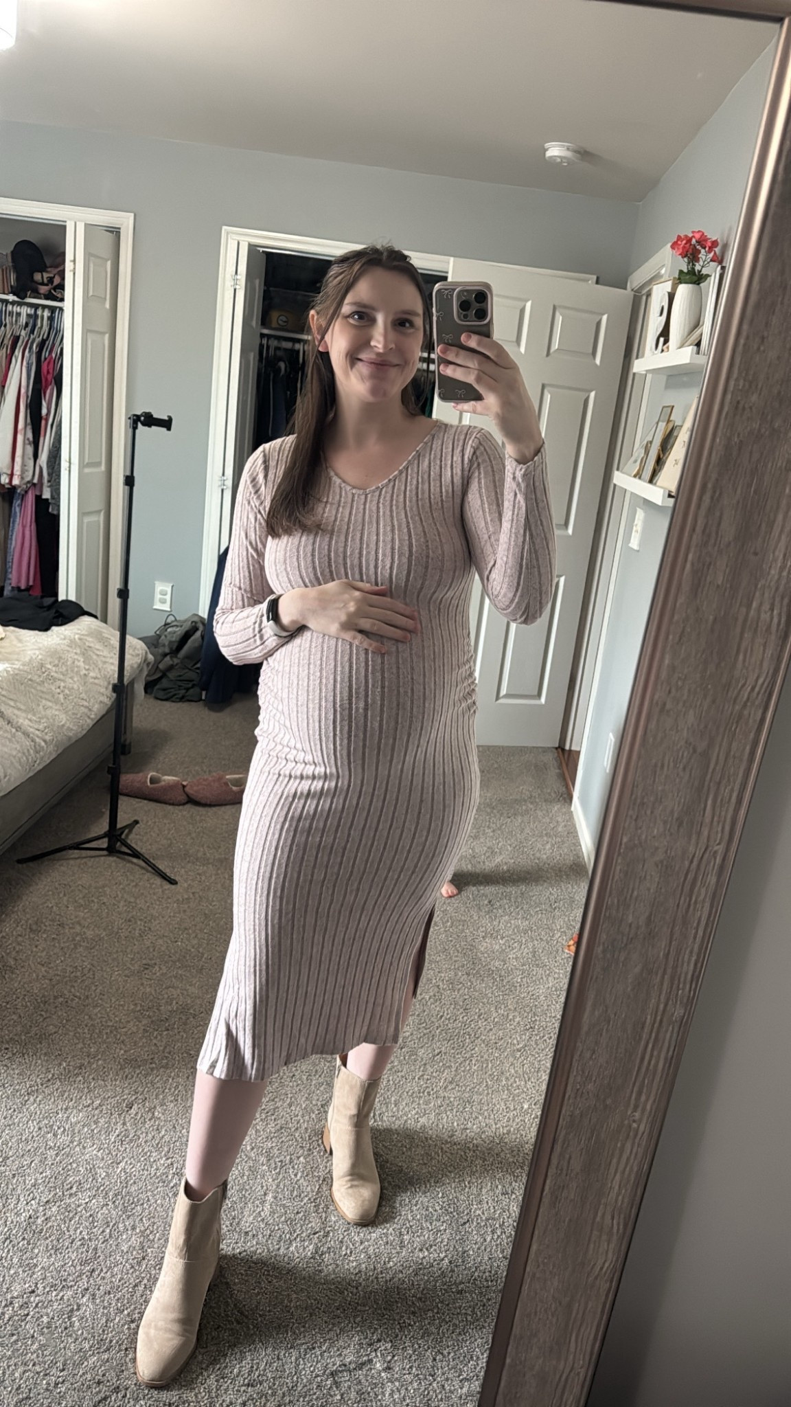 Maternity sweater dress, so comfy and perfect for winter bump style! 

#LTKootd #LTKmomlife #LTKBump
