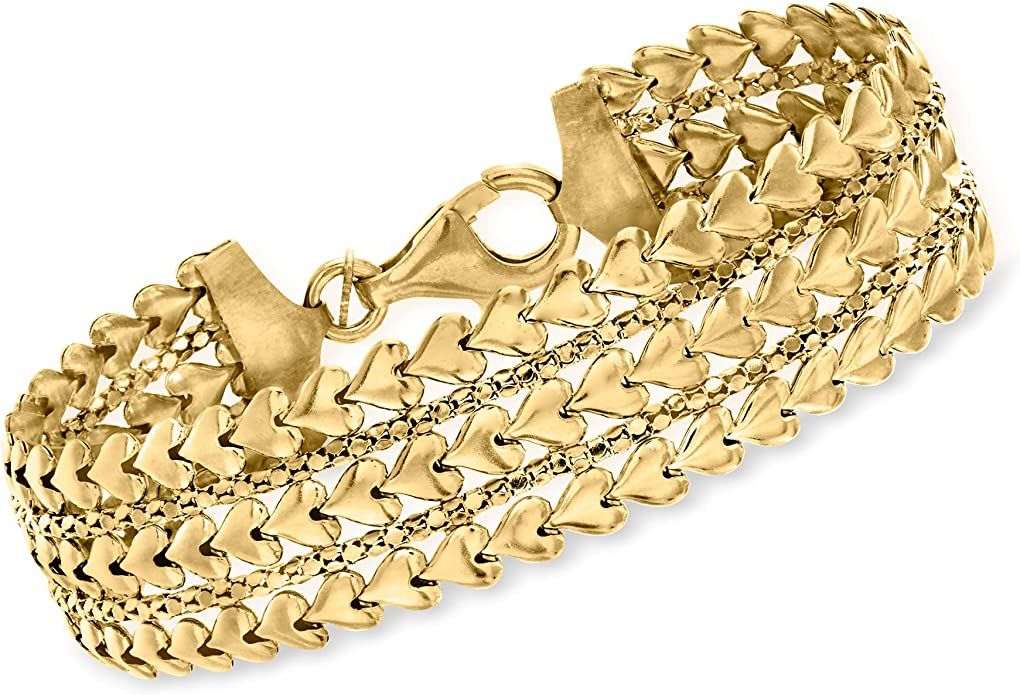 Ross-Simons Italian Sterling Silver Multi-Row Heart Bracelet | Amazon (US)