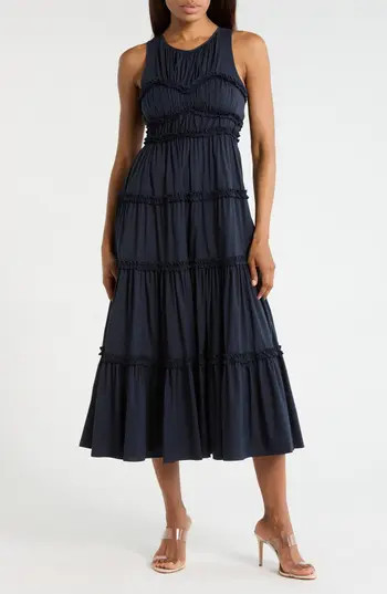 Cinq à Sept Sirrina Ruffle Tiered Dress in Navy at Nordstrom Rack, Size 0 | Nordstrom Rack