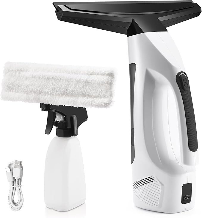 Window Vacuum Squeegee Cordless, Handheld Window Vac with Multi-Purpose Spray Bottle & Microfiber... | Amazon (US)