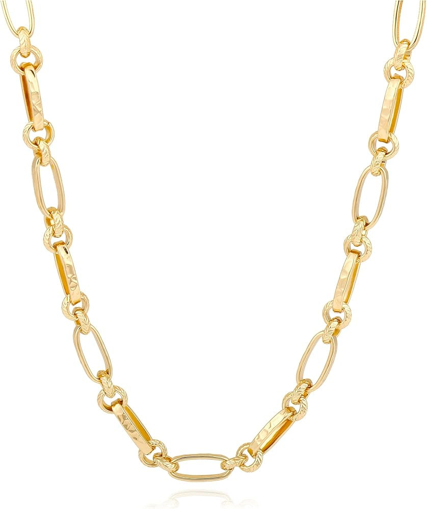 14K Gold / Silver Plated Chain Choker Necklace 5MM Flat Snake Chain Herringbone Necklace Thick Ch... | Amazon (US)