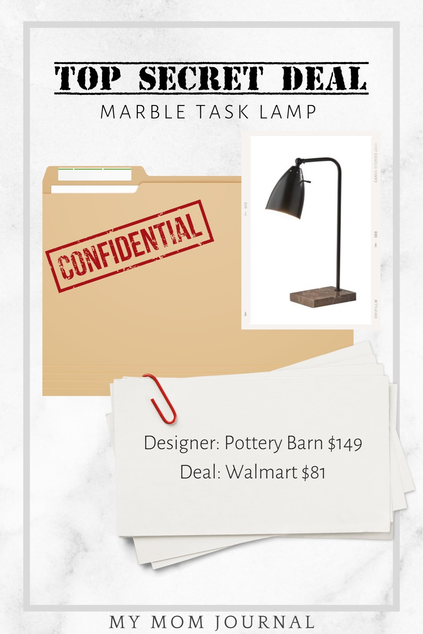 Top Secret Deal! This marble task lamp sells for $149 at Pottery Barn but is almost half that price at Walmart!

#topsecret #deals #potterybarn #walmartfinds #walmartstyle #mymomjournal #homedecor #dotd

#LTKunder100 #LTKsalealert #LTKhome