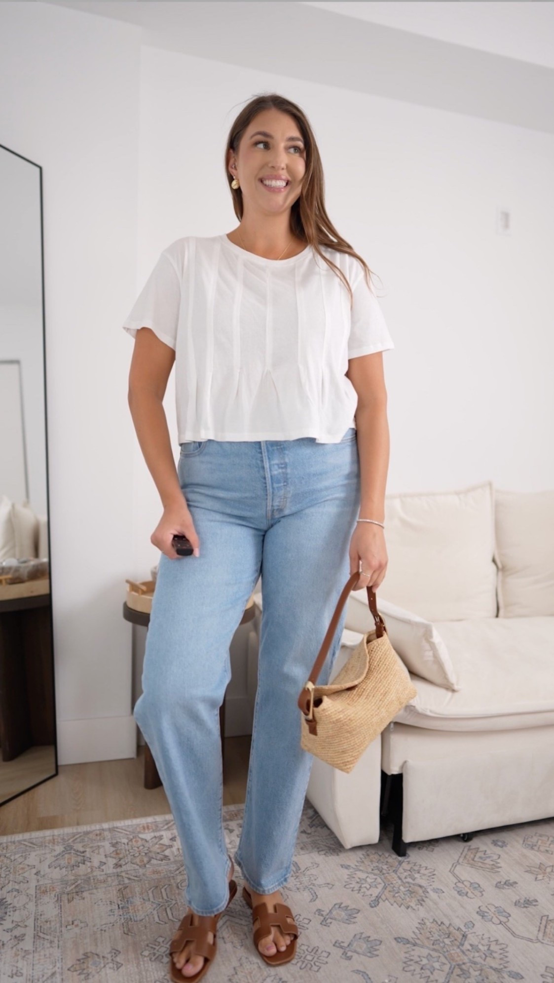 easy summer denim 🤍

white blouse outfit, light wash jeans outfit, casual chic summer style, elevated everyday look, neutral sandal outfit, effortless mom style, classic denim outfit, woven bag styling, simple summer fashion, casual brunch outfit, timeless capsule wardrobe, relaxed feminine outfit, everyday jeans look, chic casual basics, polished summer outfit

#LTKootd #LTKSeasonal #LTKMidsize