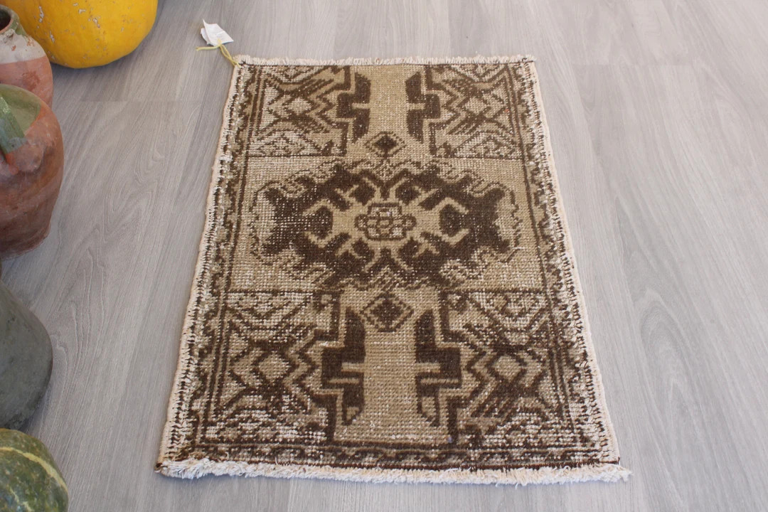 Vintage Door Mat, Ethnic Door Mat, Handwoven Door Mat, Small Vintage Rug , Bohemian Door Mat, Bei... | Etsy (US)