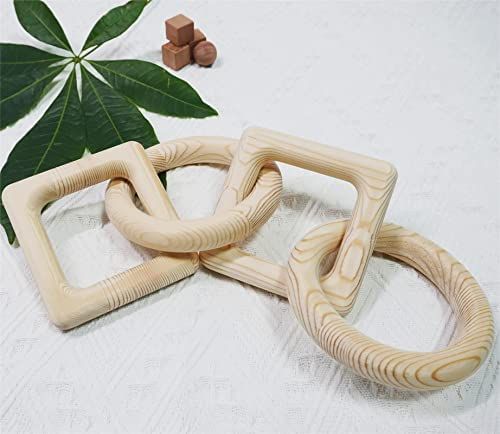 Wood Chain Link Decor, Square & Round - Natural Pine Wood Premium Texture, 15 Inches 4-Link Length A | Amazon (US)