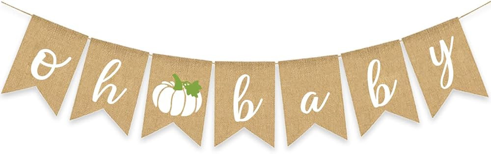 White Pumpkin Baby Shower Fall Banner Gender Neutral Autumn Welcome Baby Burlap Garland Decor | Amazon (US)