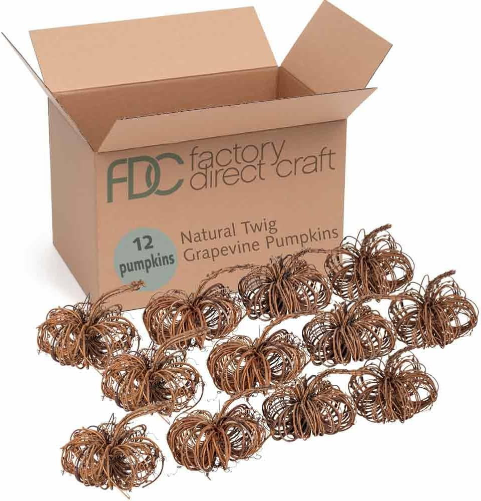 Factory Direct Craft Natural Twig Grapevine Pumpkins 12 Piece Set for Primitive Fall Decorating a... | Amazon (US)