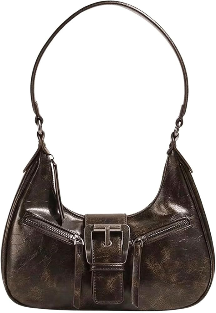 Verdusa Women's Vintage PU Leather Shoulder Bag Zipper Underarm Bags | Amazon (US)