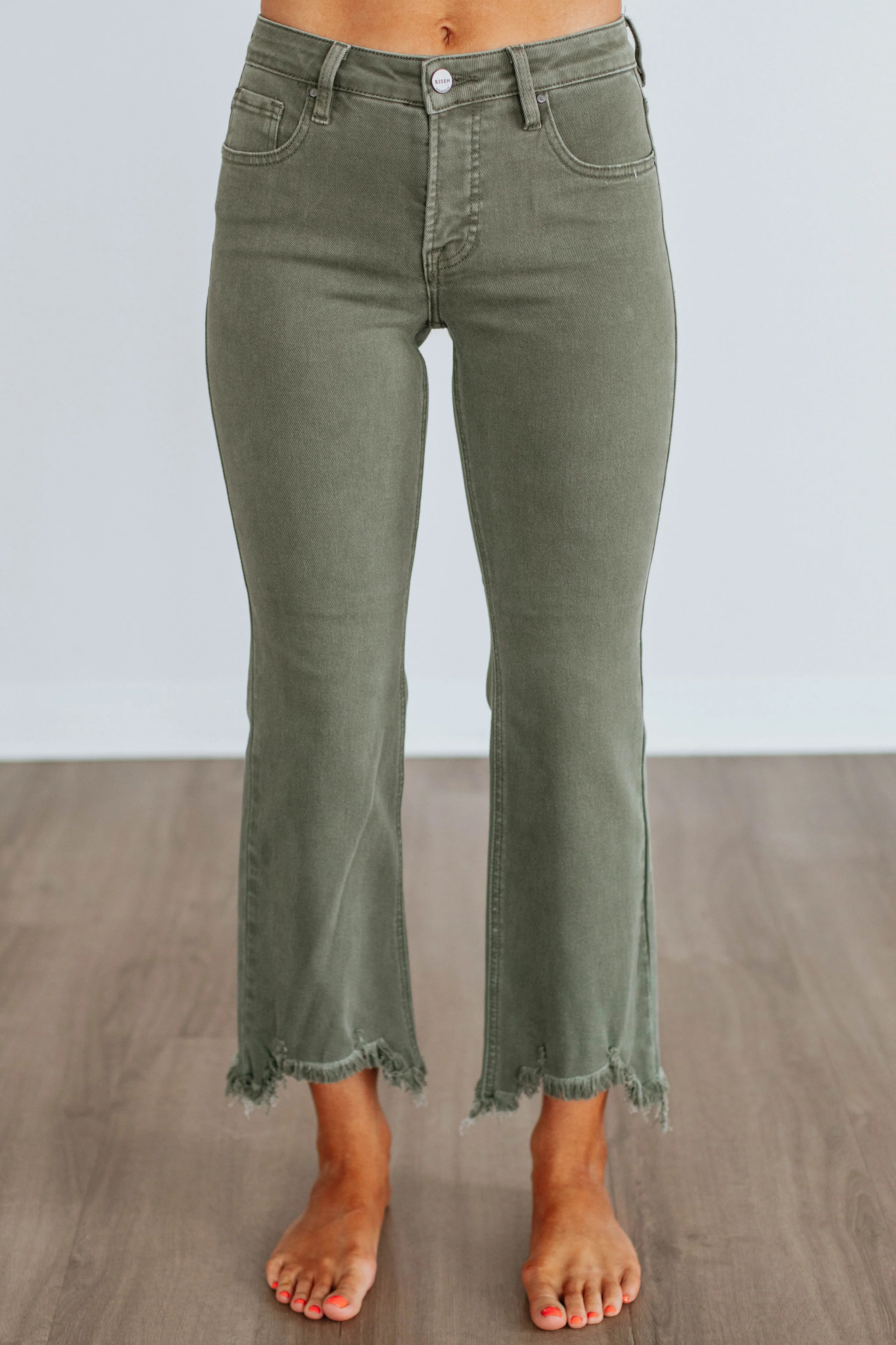 Neona Risen Jeans - Dark Olive | Wild Oak Boutique