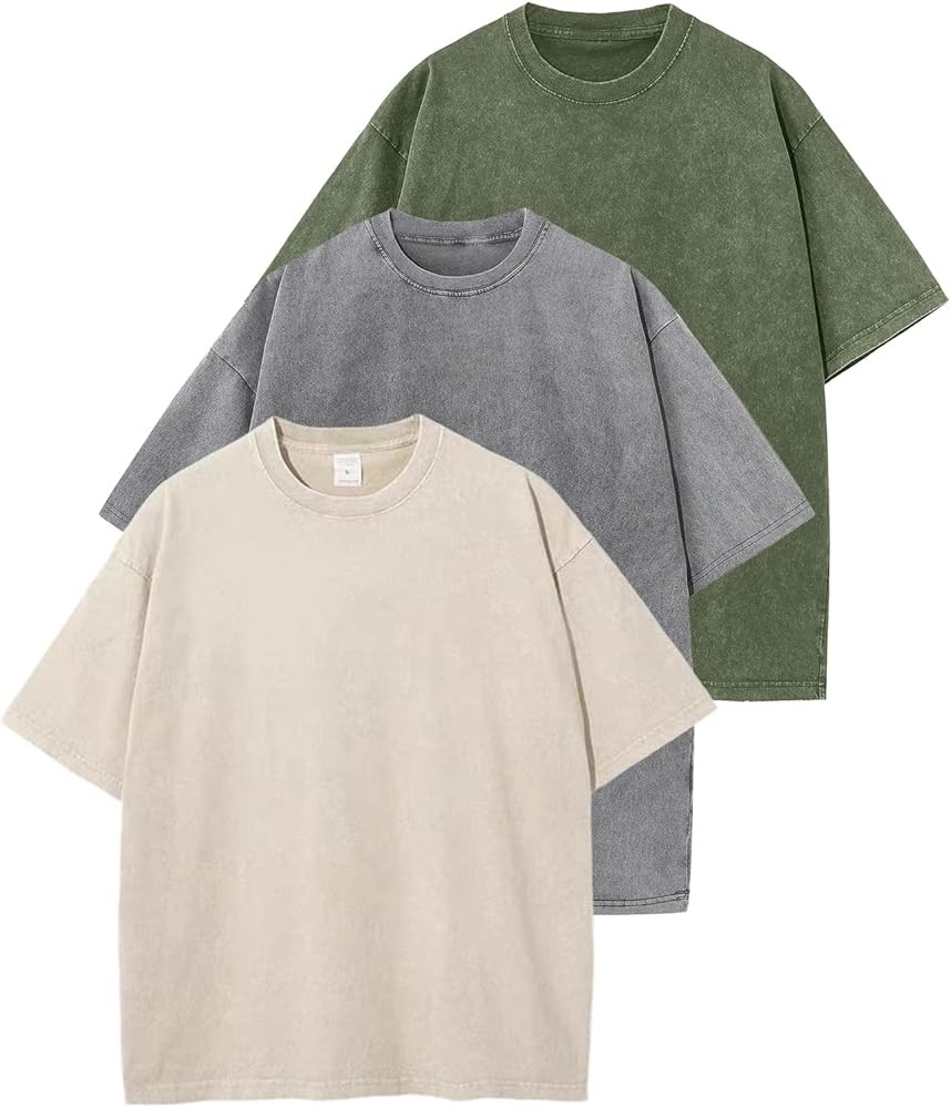 Arssm 3 Pack Men Oversized T Shirts Vintage Tee Loose Fit Short Sleeve Casual Streetwear Baggy Wa... | Amazon (US)