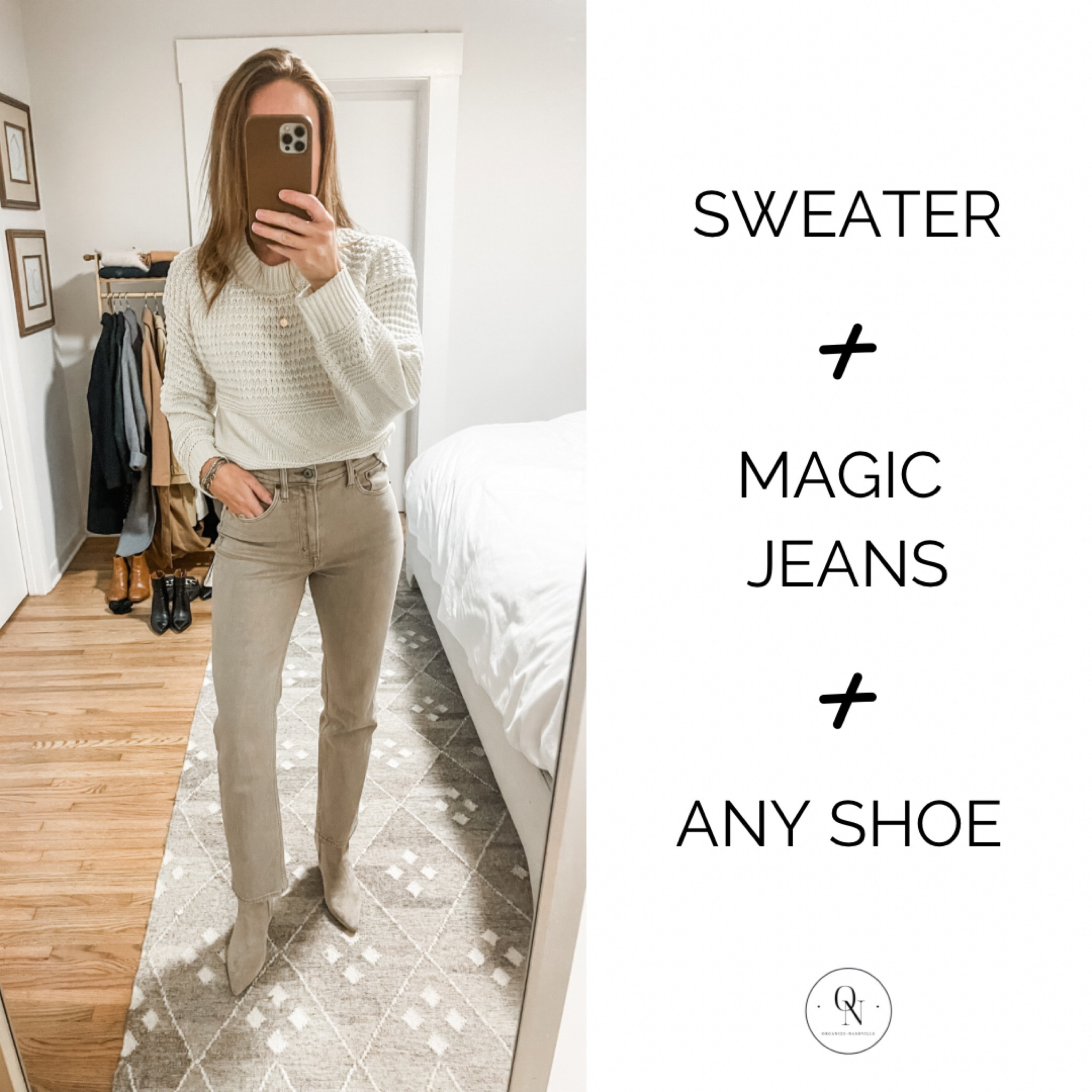 Favorite fall sweater + magic jeans + any shoe // fall capsule wardrobe // fall outfit ideas 

#LTKSeasonal
