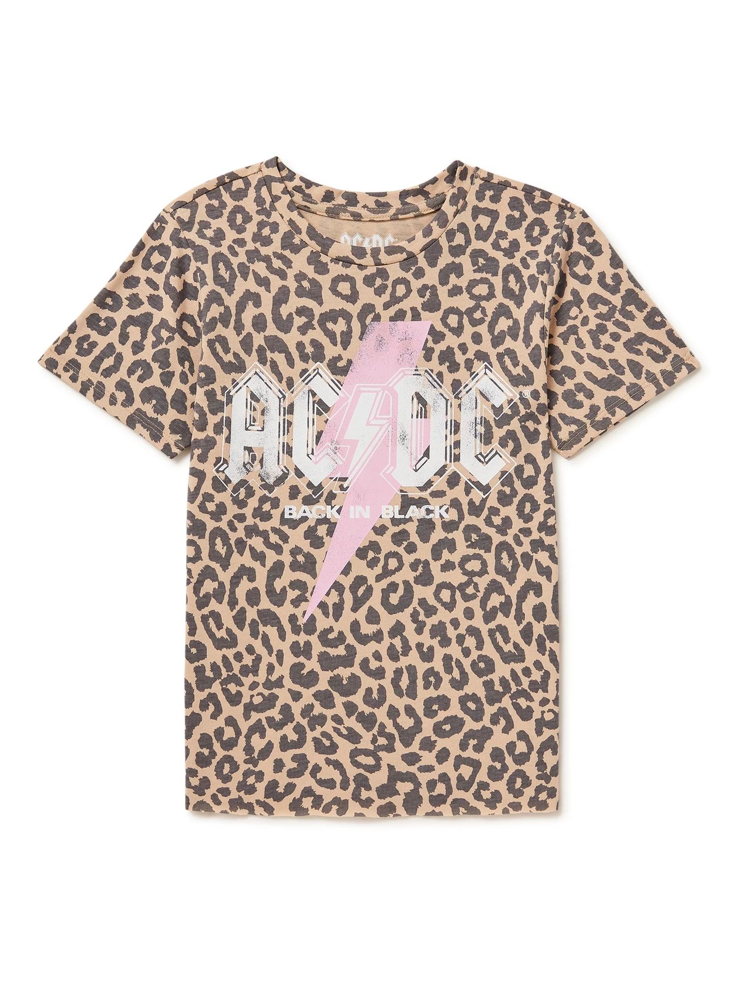 Grayson Social Girls ACDC Leopard Graphic T-Shirt | Walmart (US)