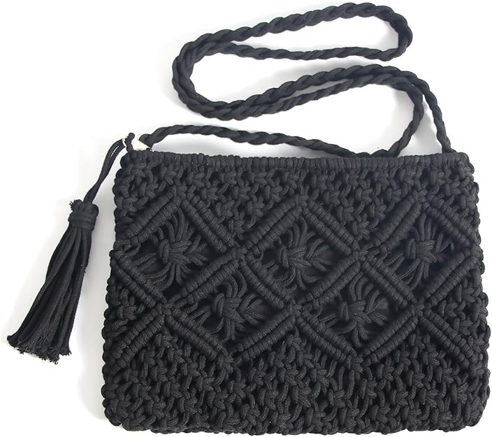 Eiyye Handmade Crochet Purse Boho Cotton Rope Crossbody Shoulder Bag with Tassel Casual Bag for W... | Amazon (US)