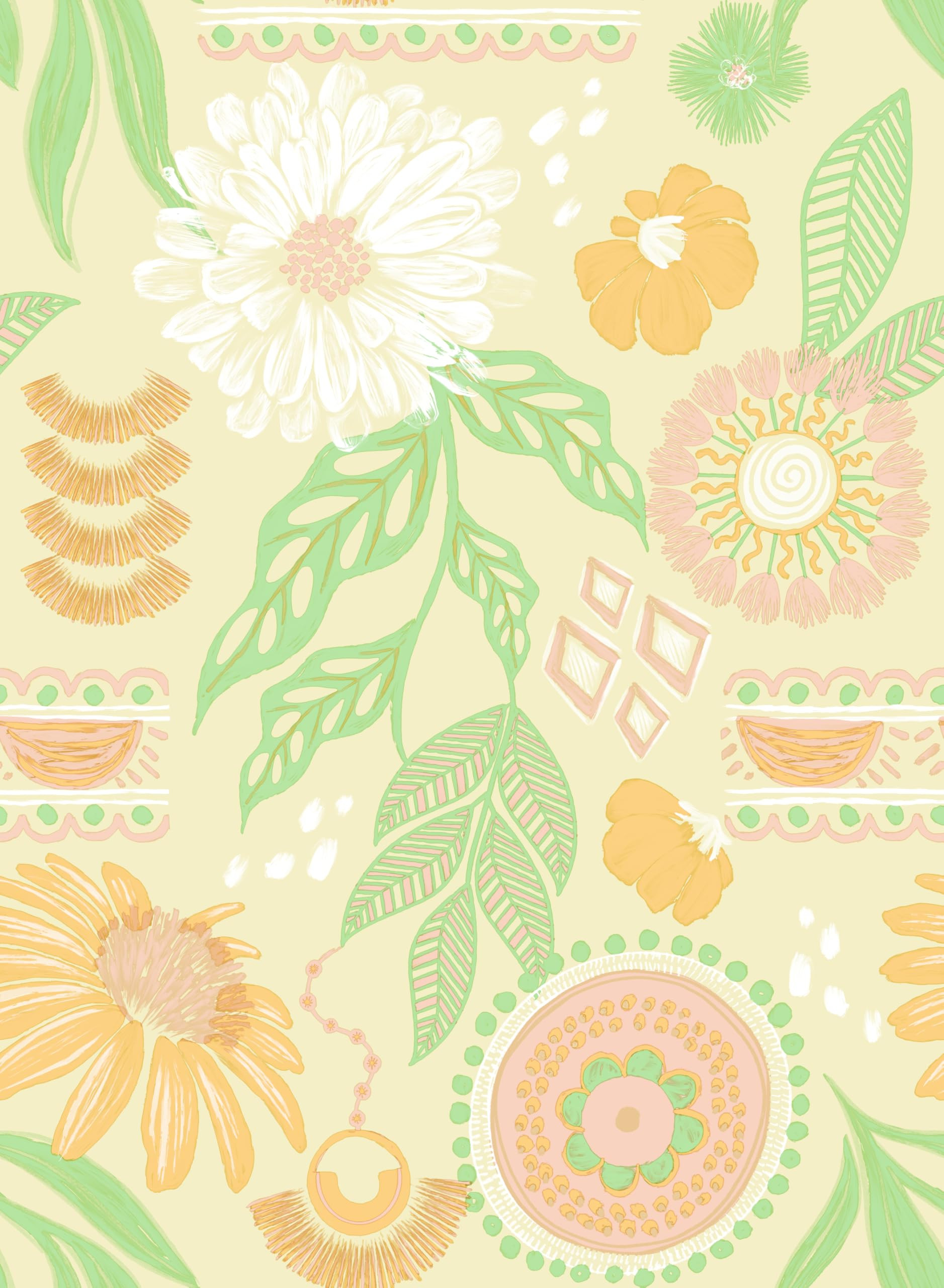 Simon&Siff Boho Wallpaper Peel and Stick, 17.3" x 120" Sun Floral Retro Removable Contact Paper D... | Amazon (US)