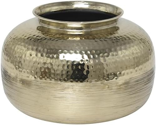 Deco 79 Aluminum Metal Decorative Vase Brushed Centerpiece Vase with Hammered Top, Flower Vase fo... | Amazon (US)