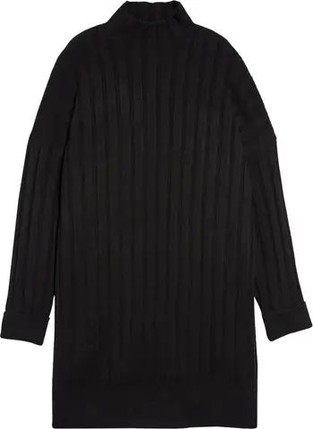 Boxy Ribbed Funnel Neck Long Sleeve Dress | Nordstrom