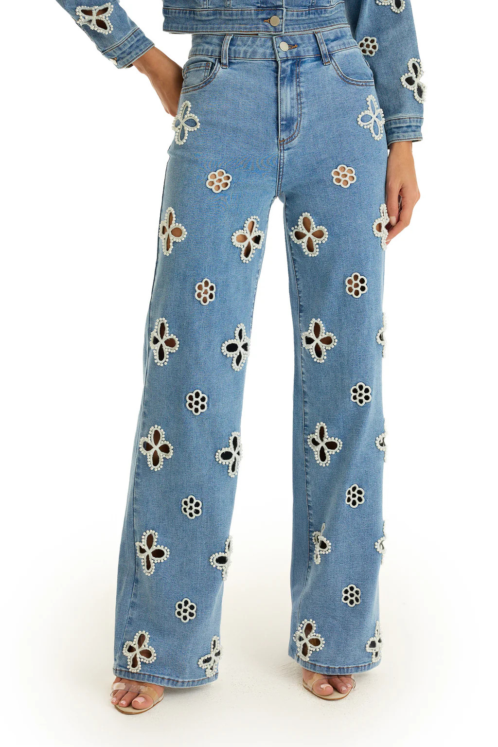 Kaia Pearl High Rise Jean - Medium Blue | The Noli Shop