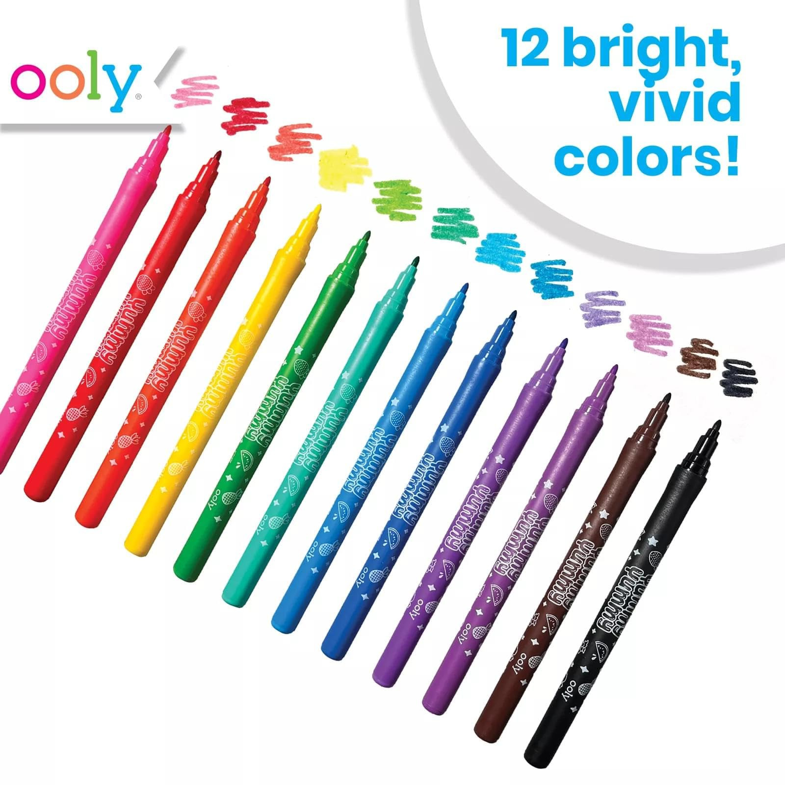 Ooly Yummy Yummy Scented Washable Markers [Set of 12] - Scented Markers in 12 Classic Colors | Amazon (US)