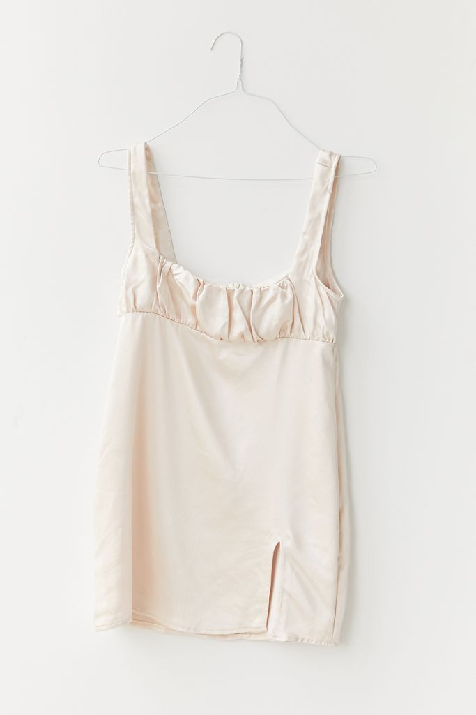 Motel Lorin Satin Notched Mini Dress | Urban Outfitters (US and RoW)