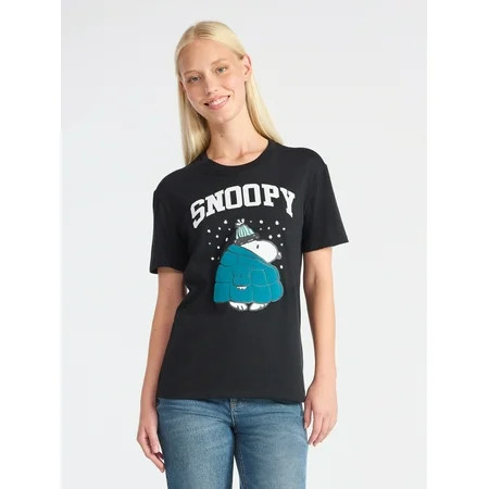 Snoopy Women s Graphic Print Tee with Short Sleeves Sizes XXS-XXL | Walmart (US)
