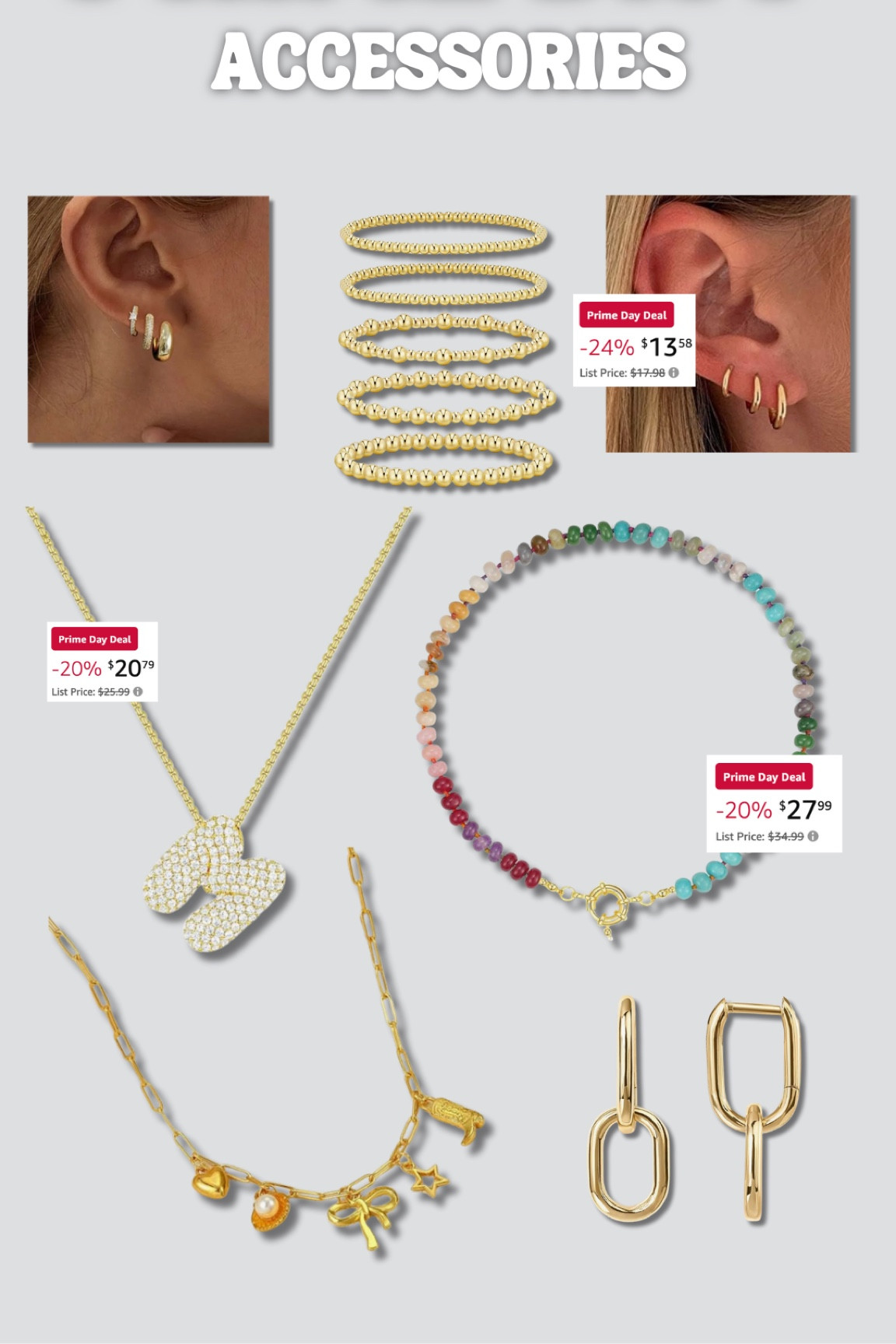 Everyday jewelry items that are on sale for Amazon Prime! I wear this earring set almost everyday and I love my bubble initial necklace. 