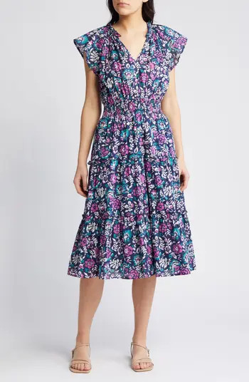 Amellia Floral Cotton Midi Dress | Nordstrom