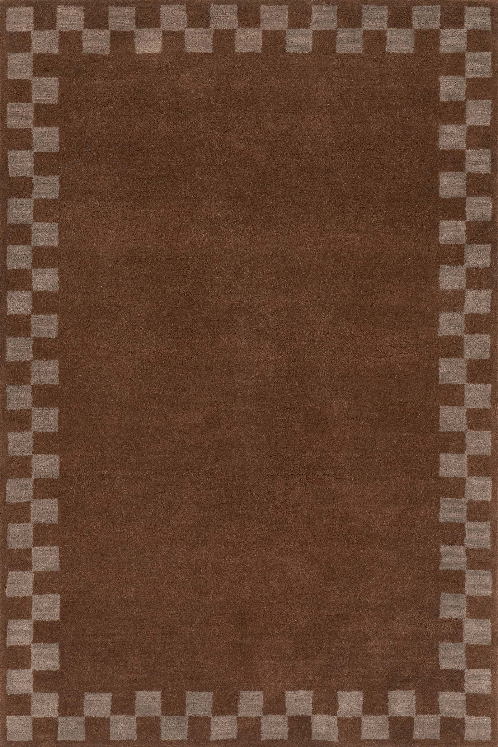Treva Transitional Checkered Rug | Brown | Rugs USA