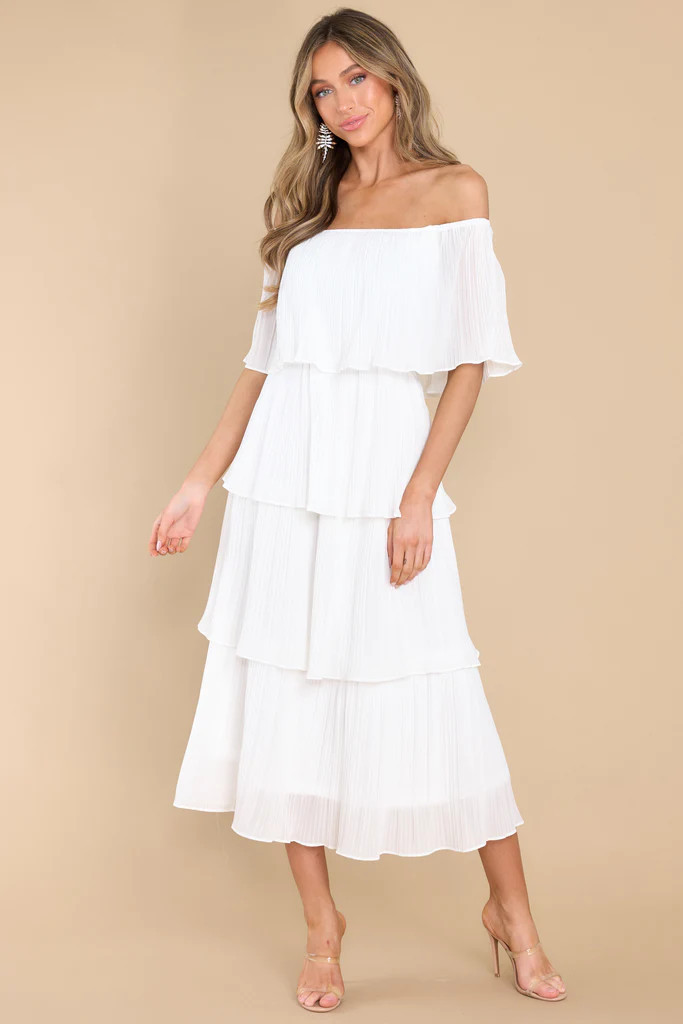 See It Happen White Midi Dress | Red Dress 