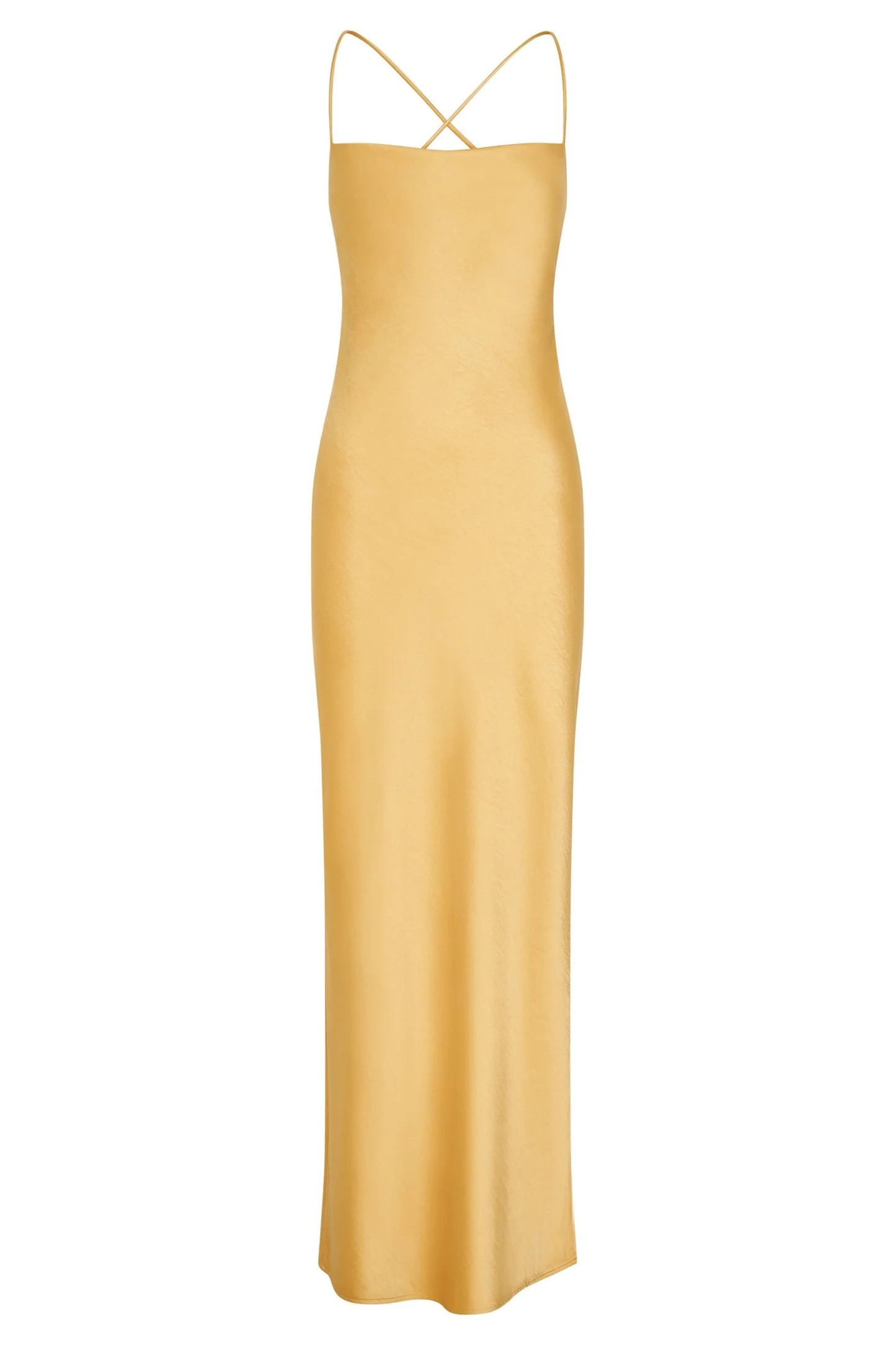 Sydney Straight Neck Slip Maxi Dress - Yellow | MESHKI US