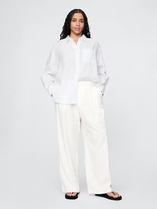 365 High Rise Linen-Blend Trousers | Gap (US)