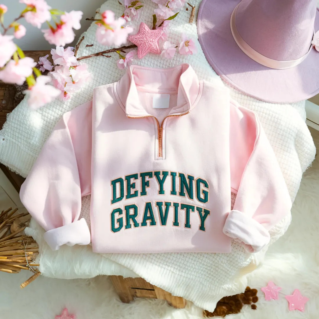 Defy Gravity Embroidered Quarter Zip Sweatshirt, WICKED for Good Shirt, Shiz University - Etsy | Etsy (US)