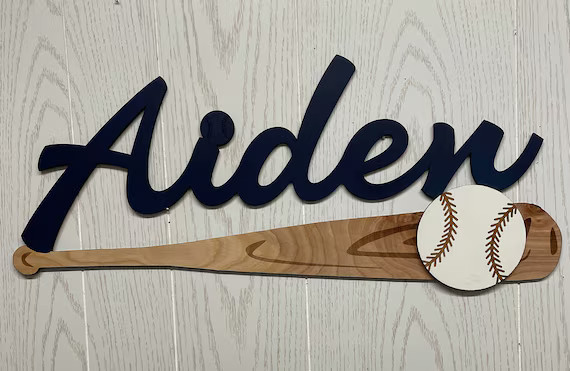Baseball Bat Name Sign 3D Nursery Decor Personalized Wood - Etsy | Etsy (US)