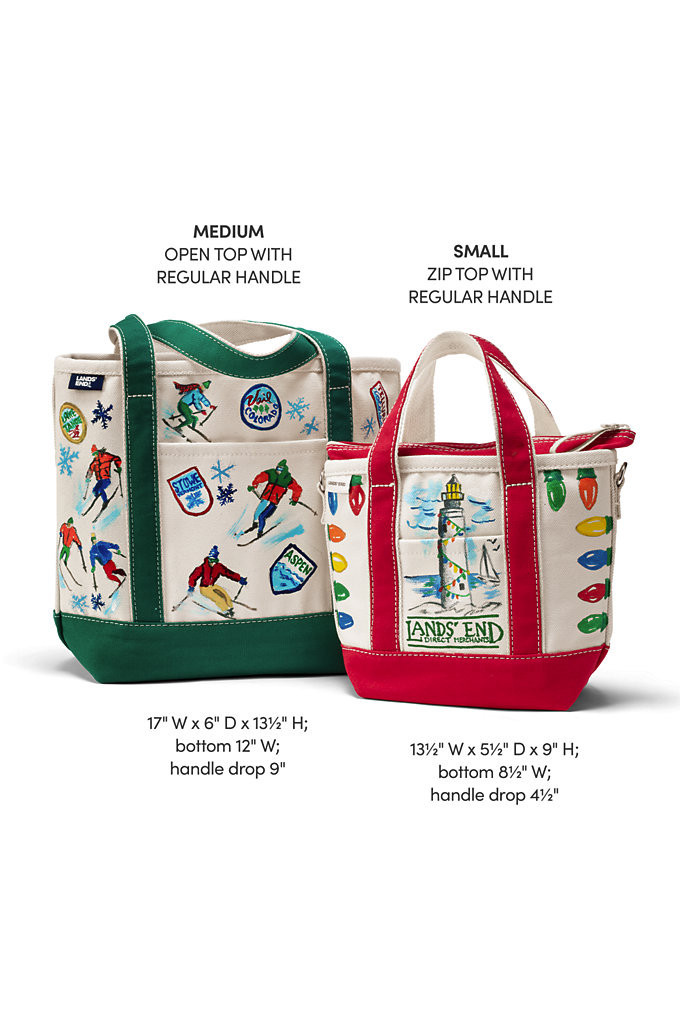 Limited Edition Hand-Painted Medium Open Top Canvas Pocket Tote - Lands' End - Green | Lands' End (US)