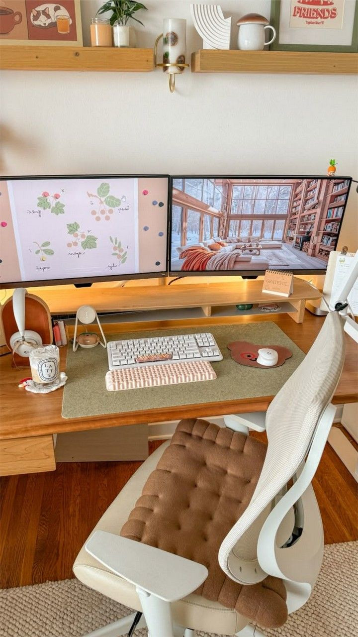 cozy desk setup ideas for gaming, work, or whatever your computer needs are🌻🌼🤎 

 #LTKHome
