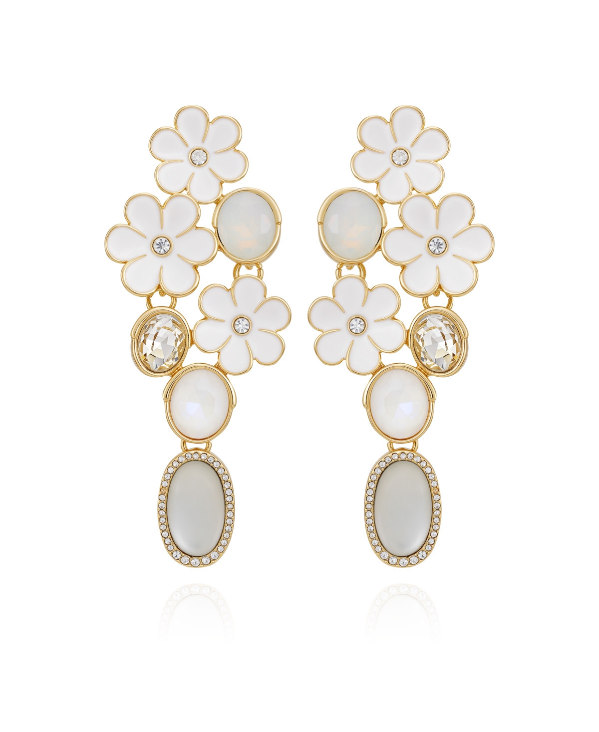 Guess Gold-Tone Floral Linear Drop Earrings - Gold | Macy's